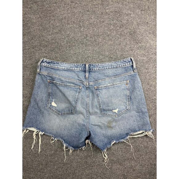 Madewell Shorts Womens 33 Blue Curvy Relaxed Mid-Length Denim Distressed Frayed - Picture 6 of 9
